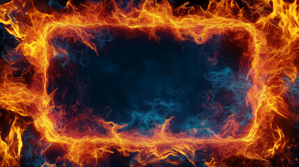 Fototapeta premium Dynamic Fiery Frame with Blue Highlights