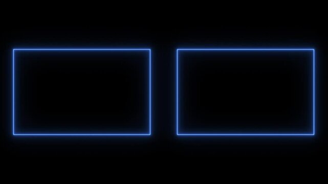 Seamless loop animation rectangles frame 4K video motion graphic. Animated borders frame glowing neon lights loop animation. Subscribe  template glowing neon rectangle border frame line animation. 