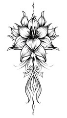 Obraz premium Tribal Flower Tattoo black and white illustration