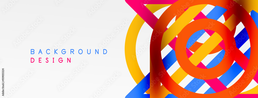 Poster Abstract background - colorful circle lines technology or business digital template