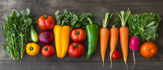 Fresh Vegetables Assortment on Rustic Wooden Background