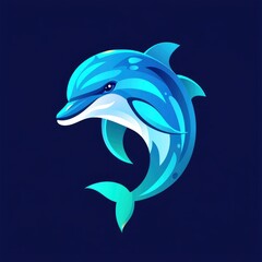 Naklejka premium Blue Dolphin Cartoon Illustration