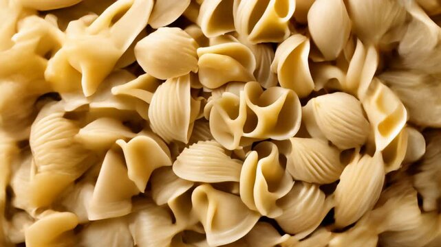  A closeup of a variety of pasta shapes ready to cook