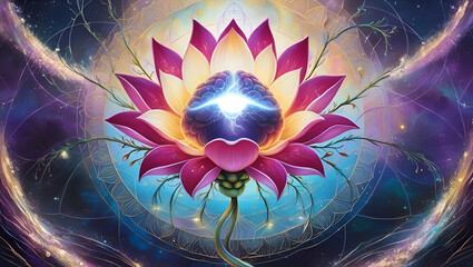 Title: A vibrant mystical illustration of the pineal gland

