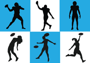 American Football And Player silhouette Vector