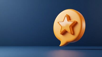 A 3D simple style icon of a speech bubble with a star inside symbolizing important messages and highlighted content with a clean and modern design