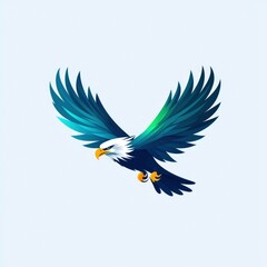 Obraz premium Abstract Blue and Green Eagle in Flight