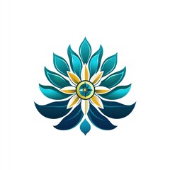 Obraz premium Abstract Floral Design with Blue and Yellow Color Scheme