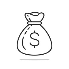 Moneybag icon. bag with money dollar sign.