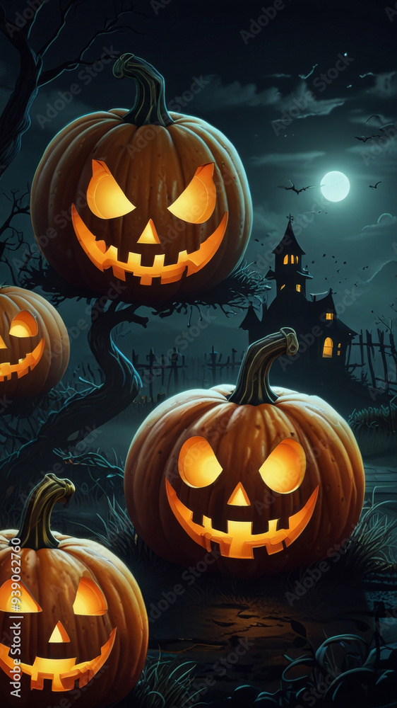 Wall mural halloween pumpkin background