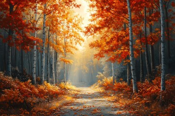 Fototapeta premium An autumn forest. Generative AI
