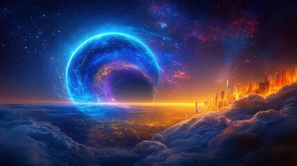 Convergence of parallel universes, cities from different dimensions blending together