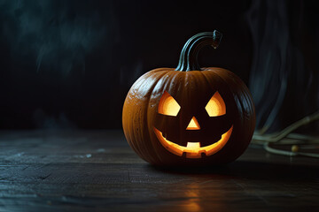 Pumpkin on a dark background. Halloween style.