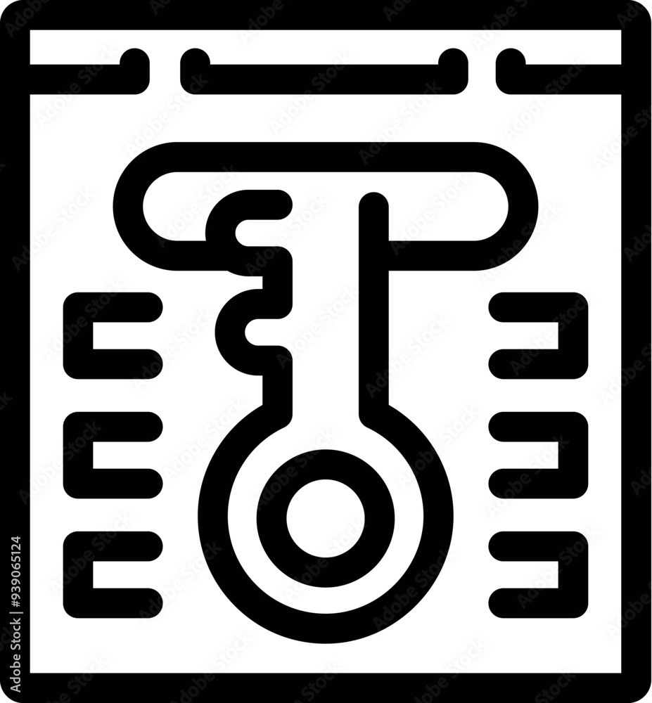 Poster simple icon of a web page showing a key, representing the concept of online security