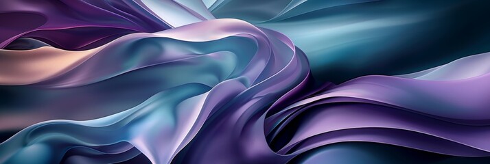 Obraz premium Stunning abstract silk waves beautifully blend into gradient shades of blue and purple, creating elegant art pieces