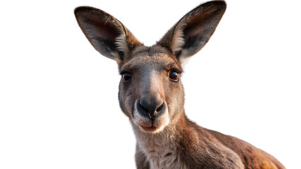 Close-up Portrait of a Kangaroo on White Background