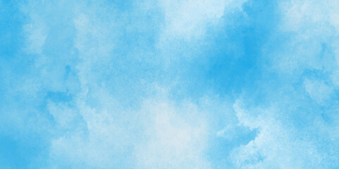 blue sky with clouds. Light sky blue shades watercolor background.Grunge blue background with space for text,watercolor abstract painting of blue grunge texture.