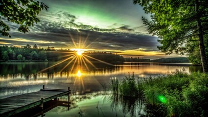 Fototapeta premium Serene Lake Sunset