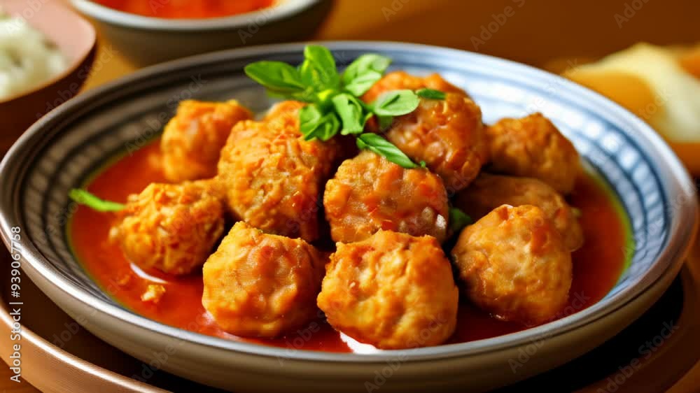 Sticker  Delicious meatballs in a rich tomato sauce ready to be savored