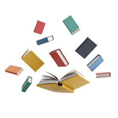 3d Stack of Closed Books on Isolated transparent background png. generated with AI