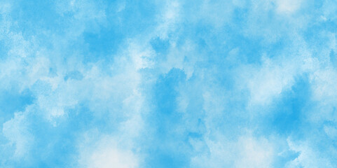 blue sky with clouds. Light sky blue shades watercolor background.Grunge blue background with space for text,watercolor abstract painting of blue grunge texture.