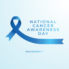 National Cancer Awareness Day vector design template good for celebration usage. National Cancer Awareness Design. Blue ribbon. Flat design. eps 10.