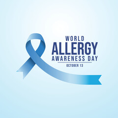 World Allergy Awareness Day vector design template good for celebration usage. World Allergy Awareness design. Blue ribbon. Flat design. eps 10.