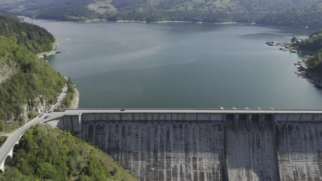 View from the top of the mountain of Bicaz Dam & Lake Izvorul Muntelui ,Neamt, Romania