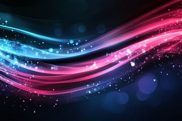 Obraz premium Vibrant Abstract Waves with Dynamic Neon Light Effects and Glittering Particles