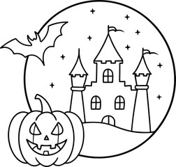 Kids halloween Pumkin coloring page kdp interior vector