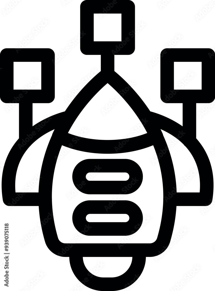 Poster simple icon of a robot receiving data wirelessly, perfect for projects related to robotics and techn