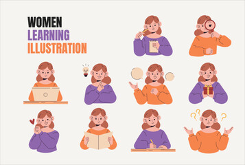 Women Activity Learning Collection Illustration 