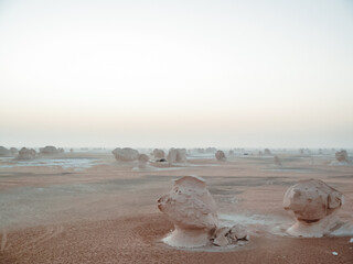 The White Desert which is part of the Farafra depression in the Sahara Desert.