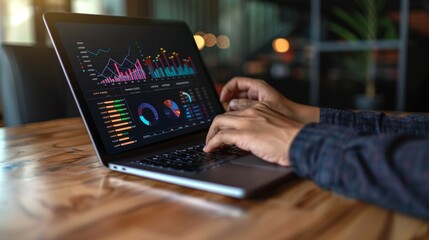 Analyzing predictive kpi dashboard on laptop for actionable business growth insights