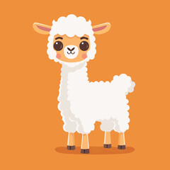 Cute Baby Llama Alpaca Character Cartoon Farm Animal Wildlife Illustration Icon Design Background