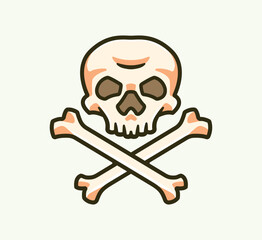 Crossbones and skull death in Cartoon vector illustration style