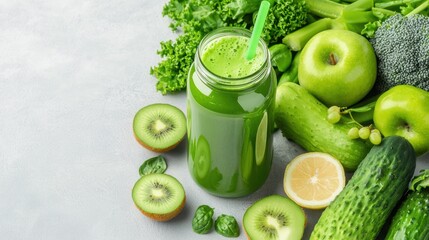 Refreshing Green Juice and Fresh Produce for Healthy Meal Prep, Generative Ai