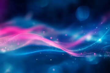 Abstract blue and pink light trails with starry background capturing a cosmic atmosphere