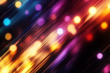 Vibrant Light Streaks and Bokeh Effects in Dynamic Abstract Colors
