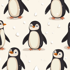 Obraz premium set of penguins seamless pattern 
