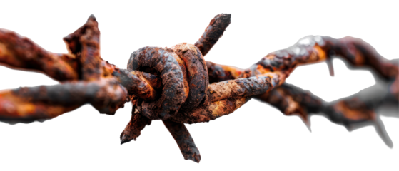 Barbed Wire Element, isolated piece of barbed wire on transparent background, ideal for graphic design, digital projects, or creative applications, versatile and striking detail