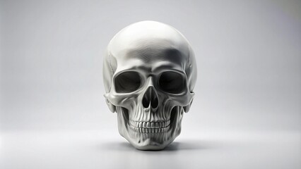 Obraz premium A minimalist, monochrome skull with sharp contours on a white background.