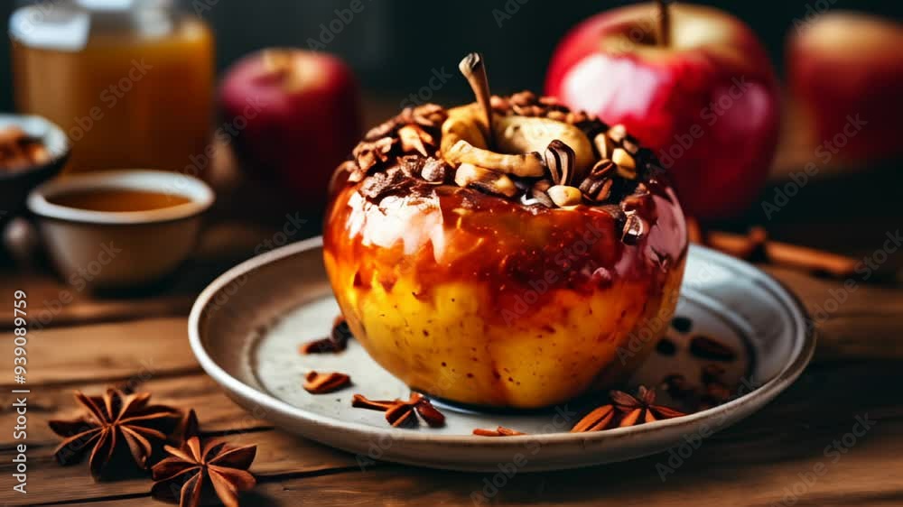 Canvas Prints  Deliciously baked apple dessert with cinnamon and nuts