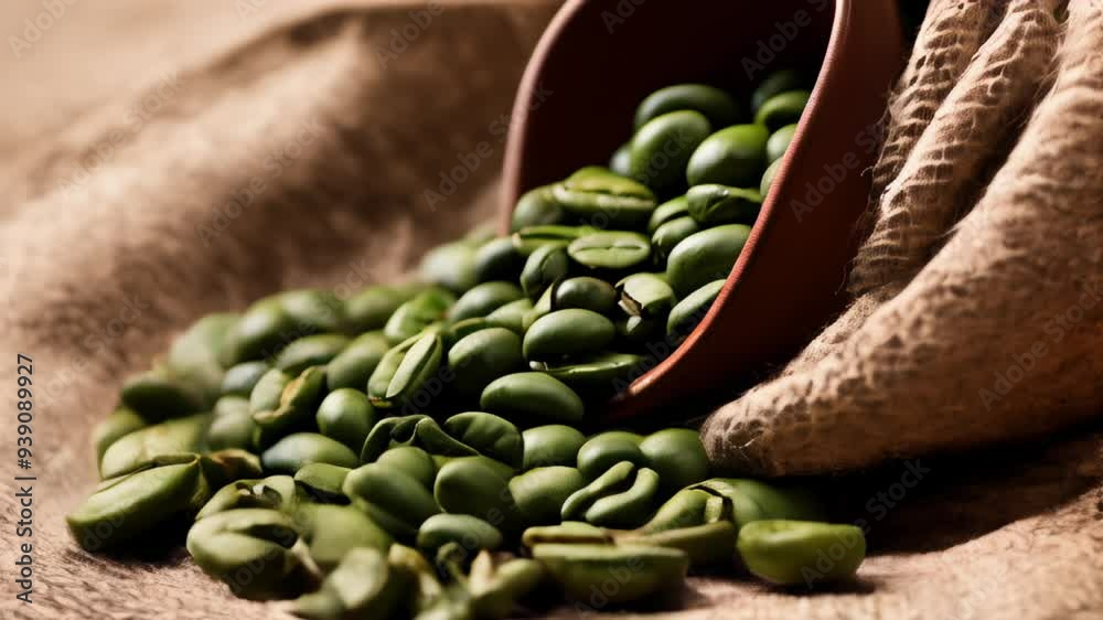 Wall mural  Freshly harvested green beans on a rustic surface