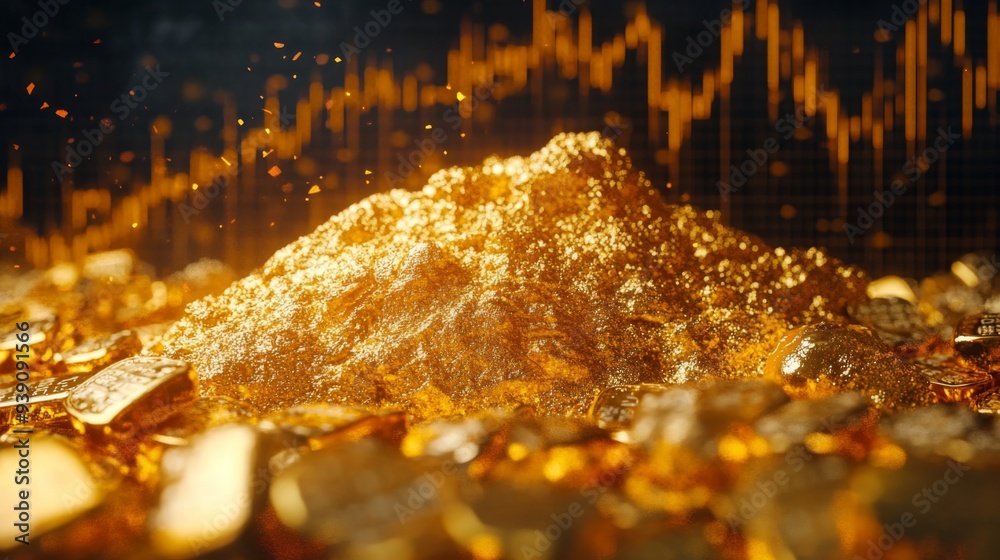 Poster close-up of an investment dashboard displaying a gold price chart with real-time updates and analyti