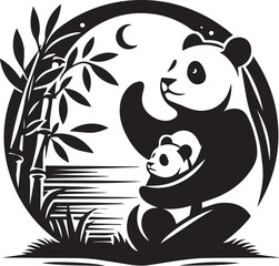 Panda silhouette vector style with White Background