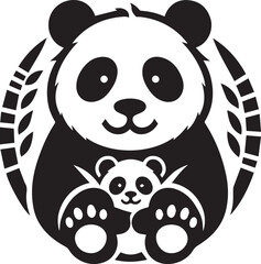 Panda silhouette vector style with White Background