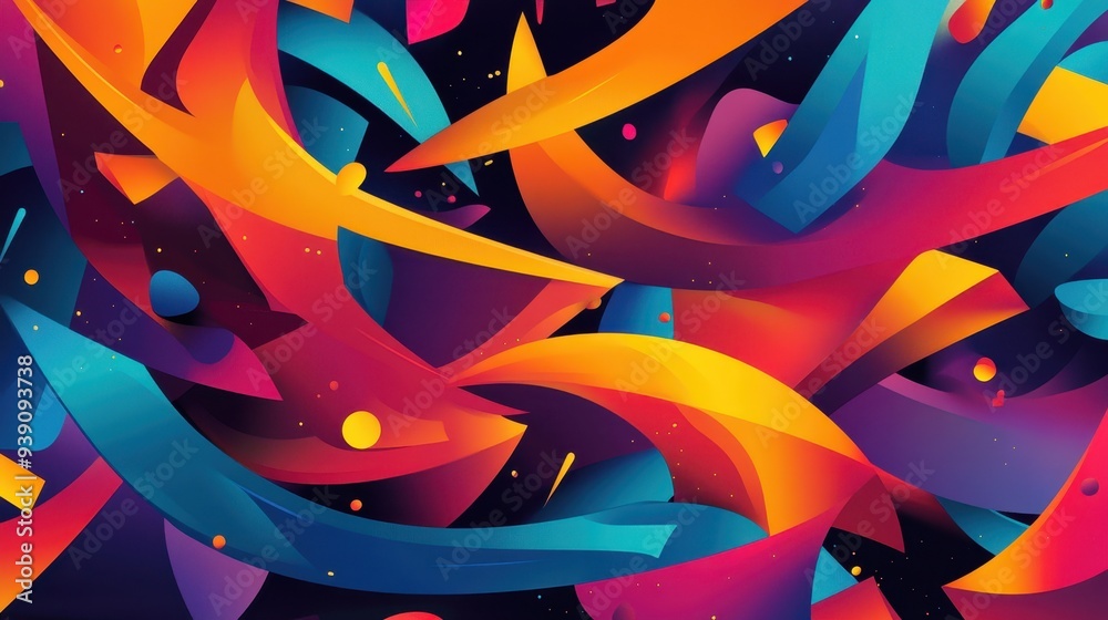 Aufkleber Vibrant abstract composition with dynamic shapes and colors, perfect for modern design and artistic backgrounds.