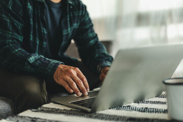 work using computer hand typing laptop keyboard contact us.student study learning education online.adult professional people chatting search at office.concept for technology device business