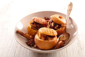 baked apple with nuts and spices